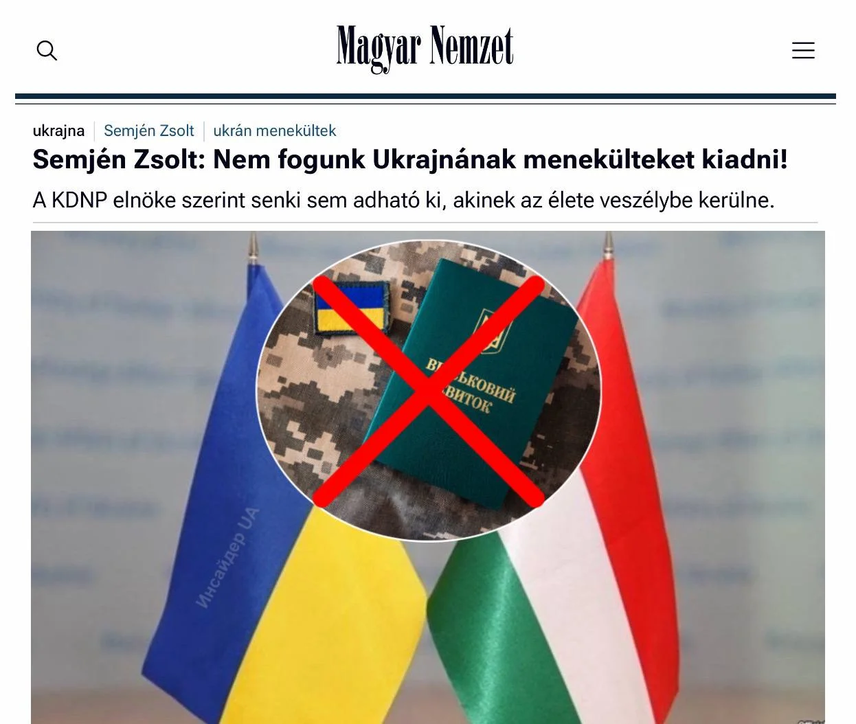 Мы не отдадим их на убой: Венгрия отказалась выдавать киевскому режиму военнообязанных украинцев