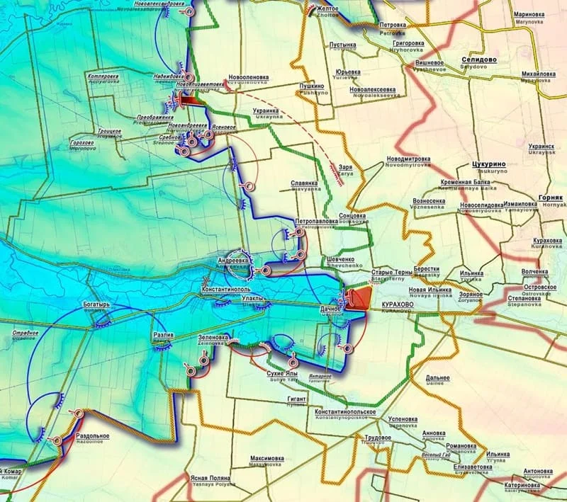 Кураховское направление - карта боевых действий